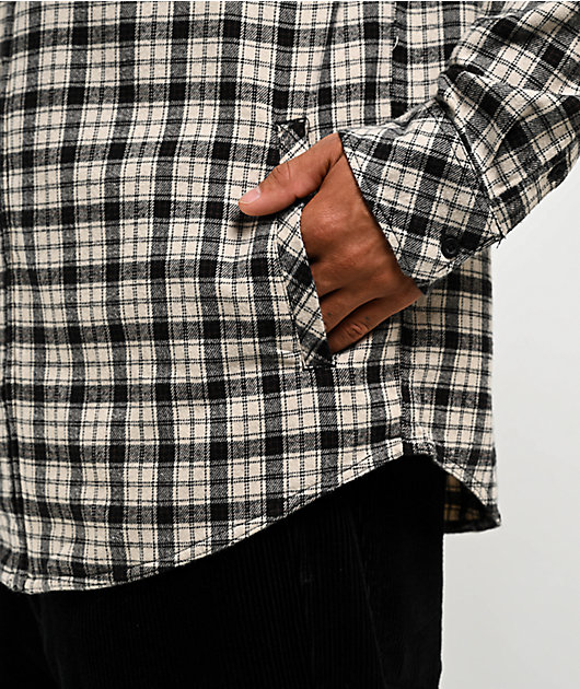 Empyre Chancer Black & Cream Plaid Hooded Zip Flannel Shirt