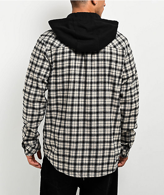 Empyre Chancer Black & Cream Plaid Hooded Zip Flannel Shirt | Zumiez