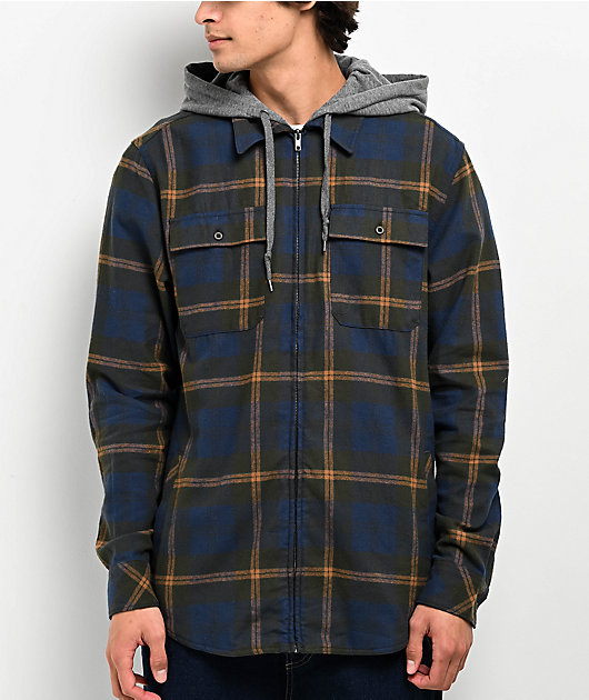 Empyre Chancer Blue Yellow Hooded Flannel Shirt