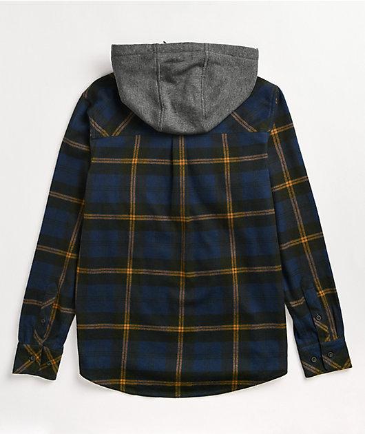 Blue hooded flannel cheap jacket