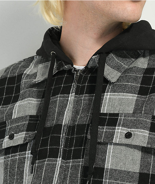 Black cheap flannel hoodie