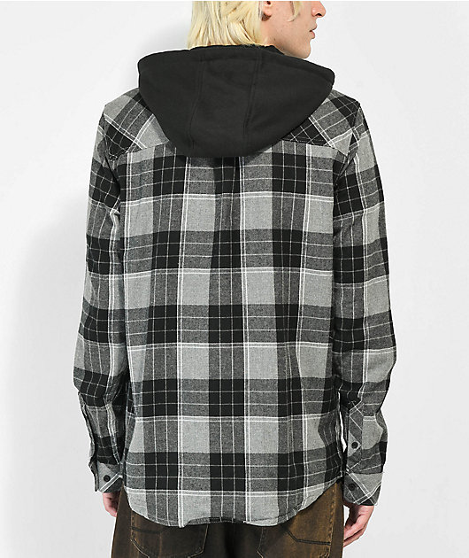 Empyre Chancer Grey & Black Hooded Flannel Shirt | Zumiez