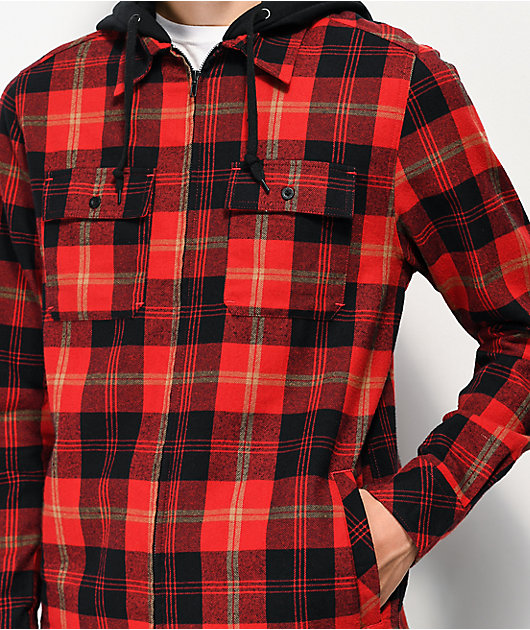 Empyre Chancer Red Hooded Flannel Shirt