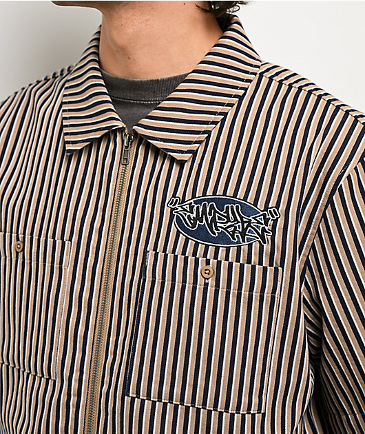 Empyre Charlie Stripe Sand & Navy Zip Work Shirt