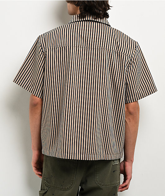 Empyre Charlie Stripe Sand & Navy Zip Work Shirt