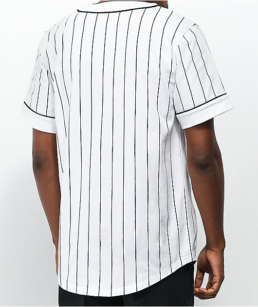 Black and white store pinstripe baseball jersey