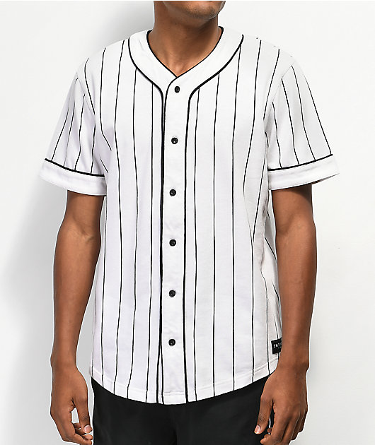 white pinstripe baseball jersey