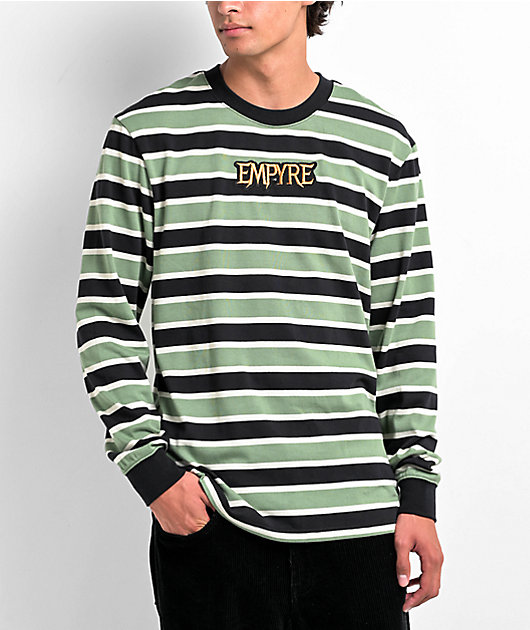 black and yellow striped top