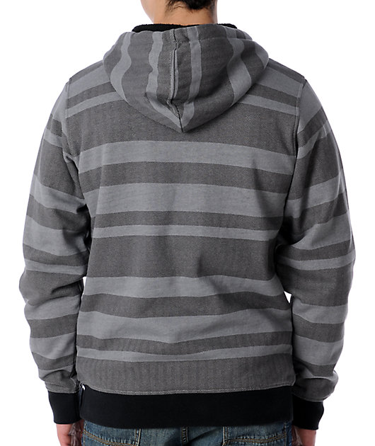 black and grey striped hoodie