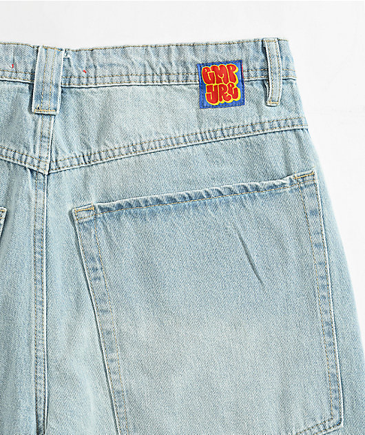 Empyre Colby Ultra Wide Blue Wash Denim Skate Shorts | Zumiez
