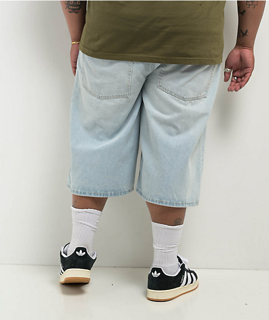 Empyre Colby Ultra Wide Blue Wash Denim Skate Shorts