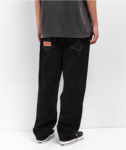 Empyre Loose Fit Embroidered Black Denim Skate Pants