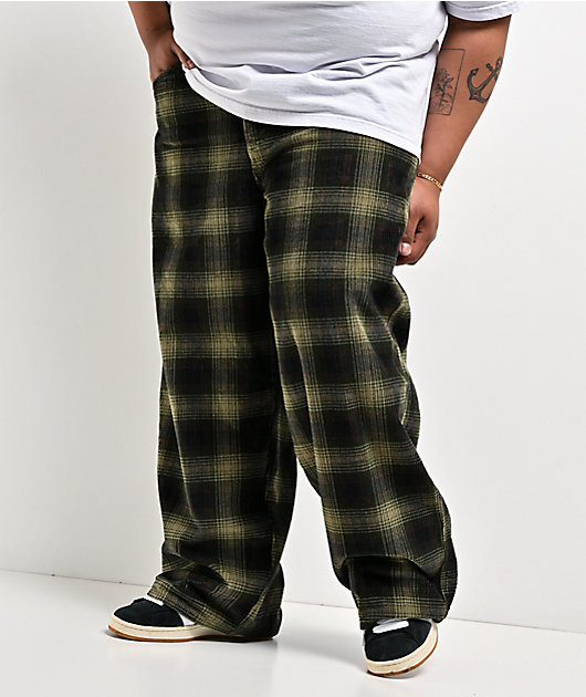 Empyre Corduroy Green Plaid Ultra Wide Skate Pants