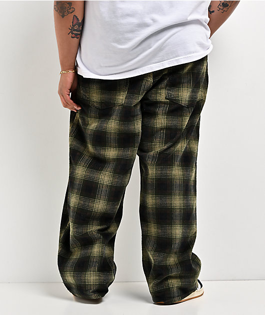 Empyre Corduroy Green Plaid Ultra Wide Skate Pants