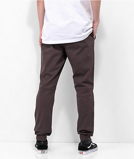 Empyre Creager Stretch Elastic Waist Brown Jogger Pants