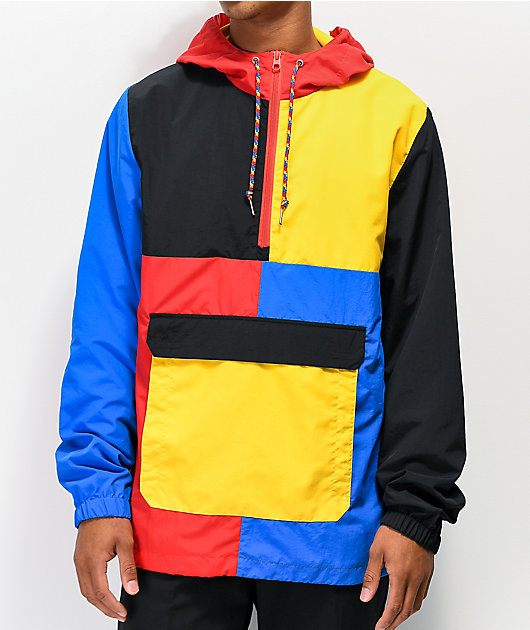 yellow red and blue jacket