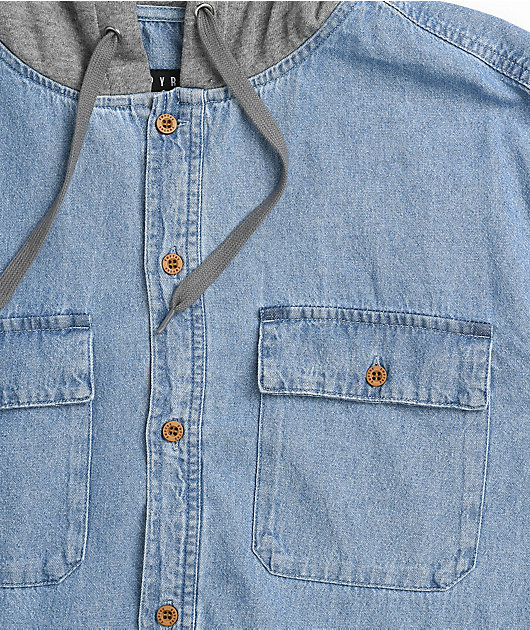Empyre Crush Hooded Blue Denim Shirt