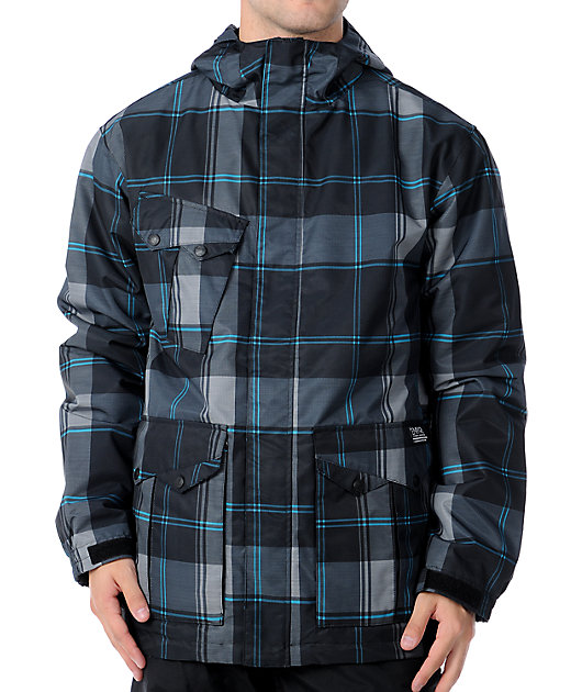 plaid snowboarding jacket