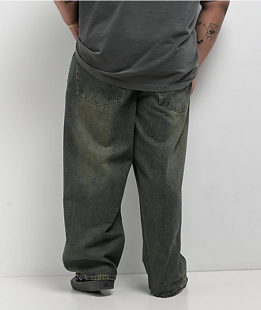 【in a row】Slap Sand Wide Denim Empyre Dirty Dark Blue Wash Ultra Wide Skate Jeans | Zumiez