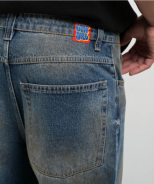 Empyre Dirty Wash Blue Ultra Loose Skate Jeans