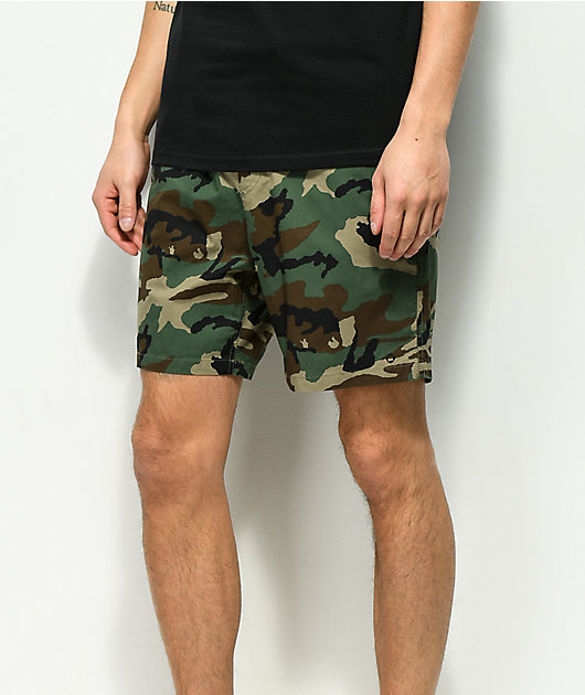 camo elastic waist shorts