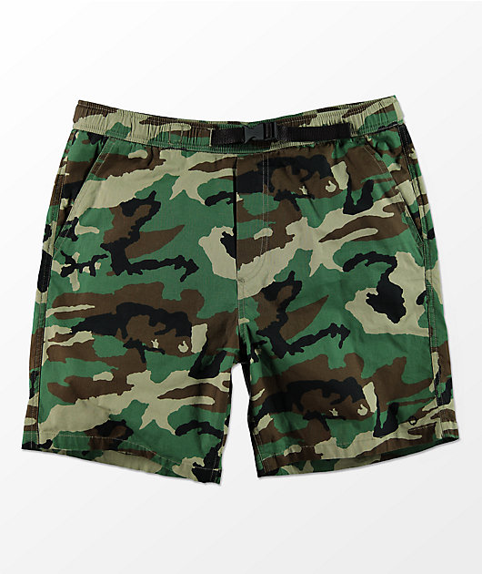 camo elastic waist shorts