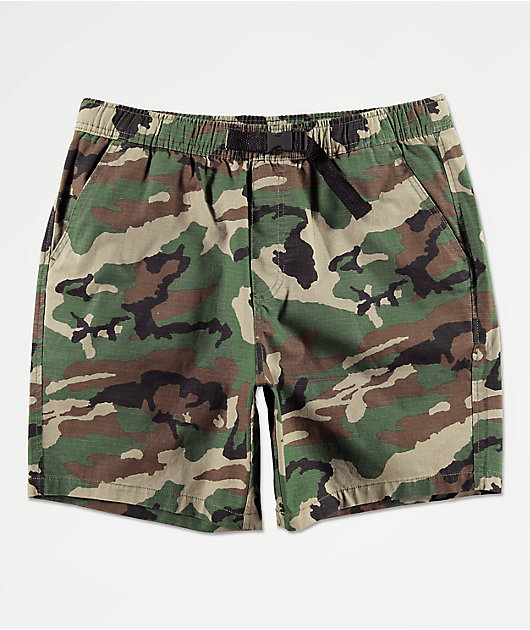 camo elastic waist shorts