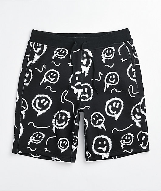 Short De Sport Homme WeSC Doodle - Imprimé Rétro Gribouillis, Gris Ciment, Taille 34, Neuf Avec étiquettes