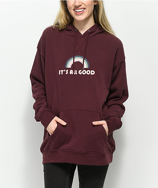 Empyre Dottie It S All Good Burgundy Hoodie Zumiez Ca