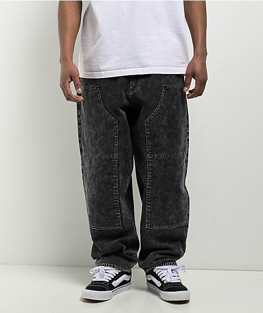 Empyre Double Knee Black Wash Ultra Loose Canvas Skate Pants | Zumiez