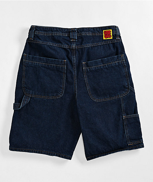 Empyre Loose Fit Double Knee Dark Blue Denim Shorts | Zumiez