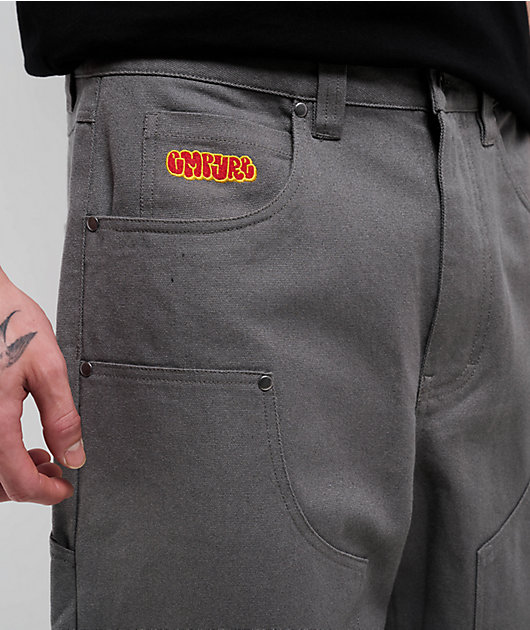 Empyre Double Knee Grey Loose Fit Canvas Carpenter Skate Pants 