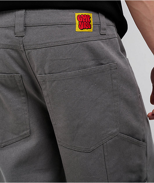 Empyre Double Knee Grey Loose Fit Canvas Carpenter Skate Pants 