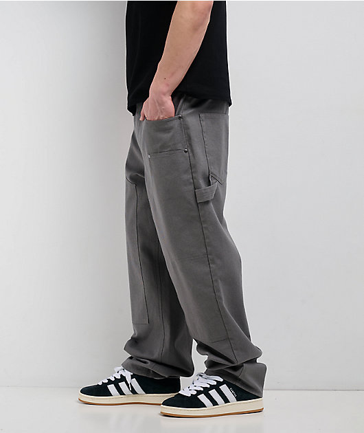 Empyre Double Knee Grey Loose Fit Canvas Carpenter Skate Pants 