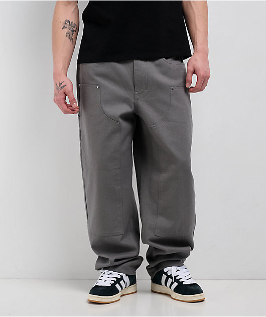 Empyre Double Knee Grey Loose Fit Canvas Carpenter Skate Pants