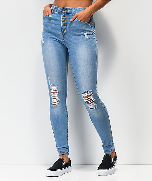 Empyre Drea jeggings de lavado claro y cintura alta