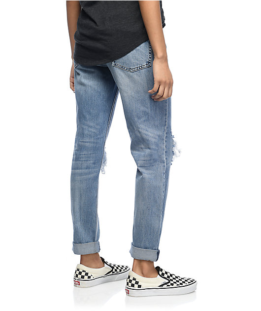 Empyre Easton Destroyed Boyfriend Medium Wash Jeans