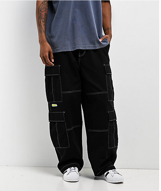 【FLY】JH＋EASY CARGO PANTS Empyre Easy Now Black Double Cargo Canvas Ultra Loose Skate Pants