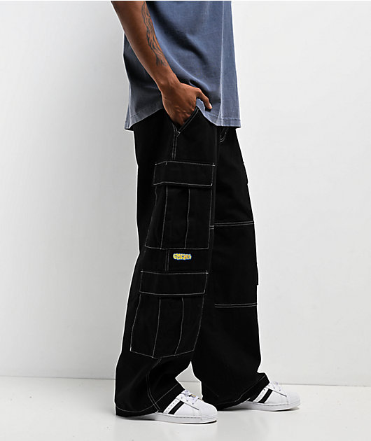 【THE MOZZ】Easy Carv Pants Empyre Easy Now Black Double Cargo Canvas Ultra Loose Skate
