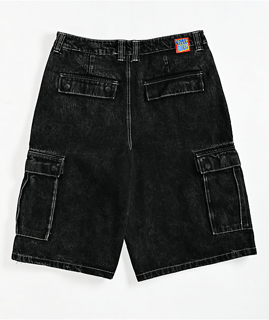 Empyre Easy Now Cargo Ultra Loose Black Denim Skate Shorts | Zumiez