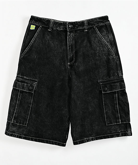 Empyre Easy Now Cargo Ultra Loose Black Denim Skate Shorts | Zumiez