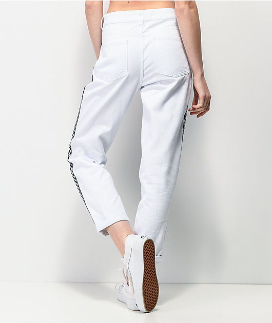 Empyre Eileen Checkerboard Stripe White Mom Jeans