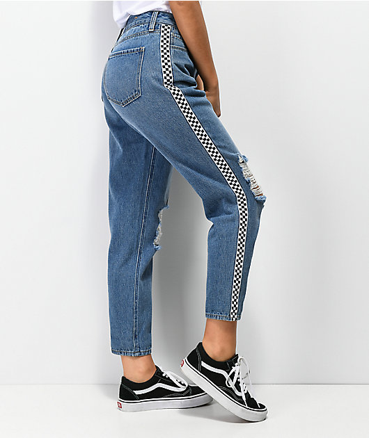 Jeans with best sale checkered sides