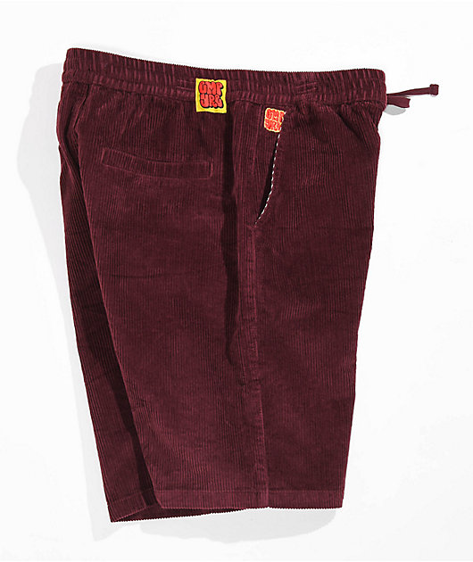 Empyre Elastic Waist pantalones cortos para skate rojo oscuro de pana