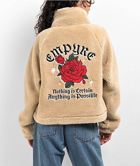 Empyre Eliza With Rose Cream Half Zip Sherpa Sweatshirt