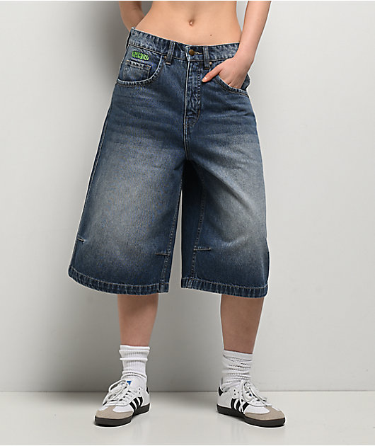 zx denim yuppie bootcut flared wide Leg shorts