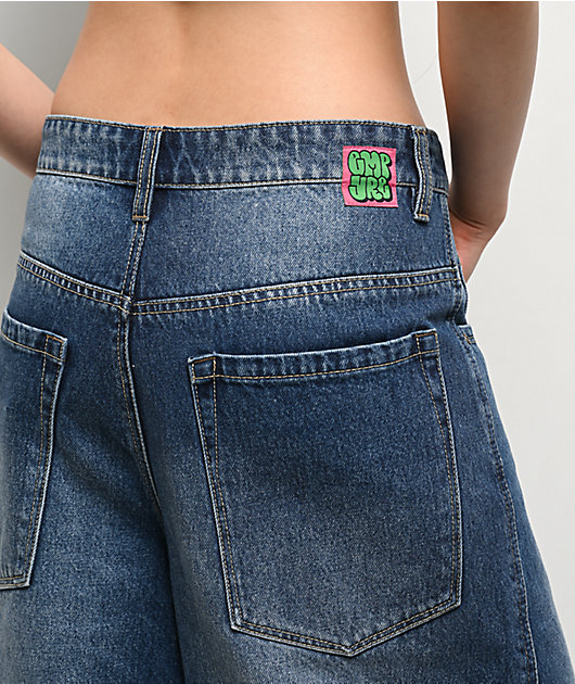 Empyre Extent Blasted Blue Wash Wide Leg Shorts