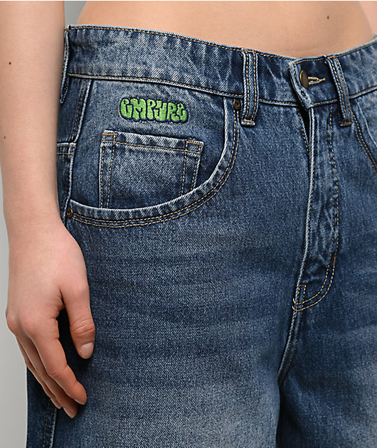 Empyre Extent Blasted Blue Wash Wide Leg Shorts