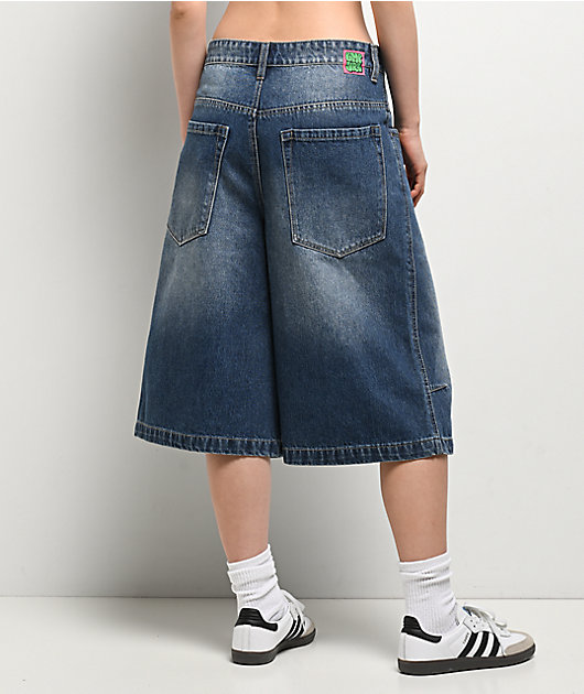Empyre Extent Blasted Blue Wash Wide Leg Shorts