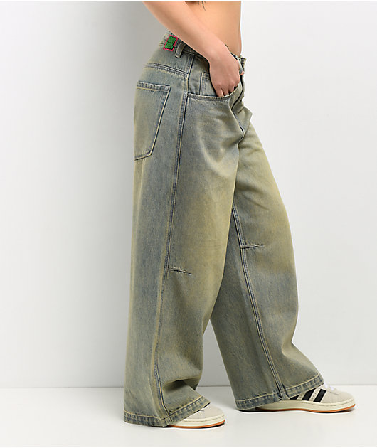Empyre Extent Blue Wash Low Rise Wide Leg Jeans